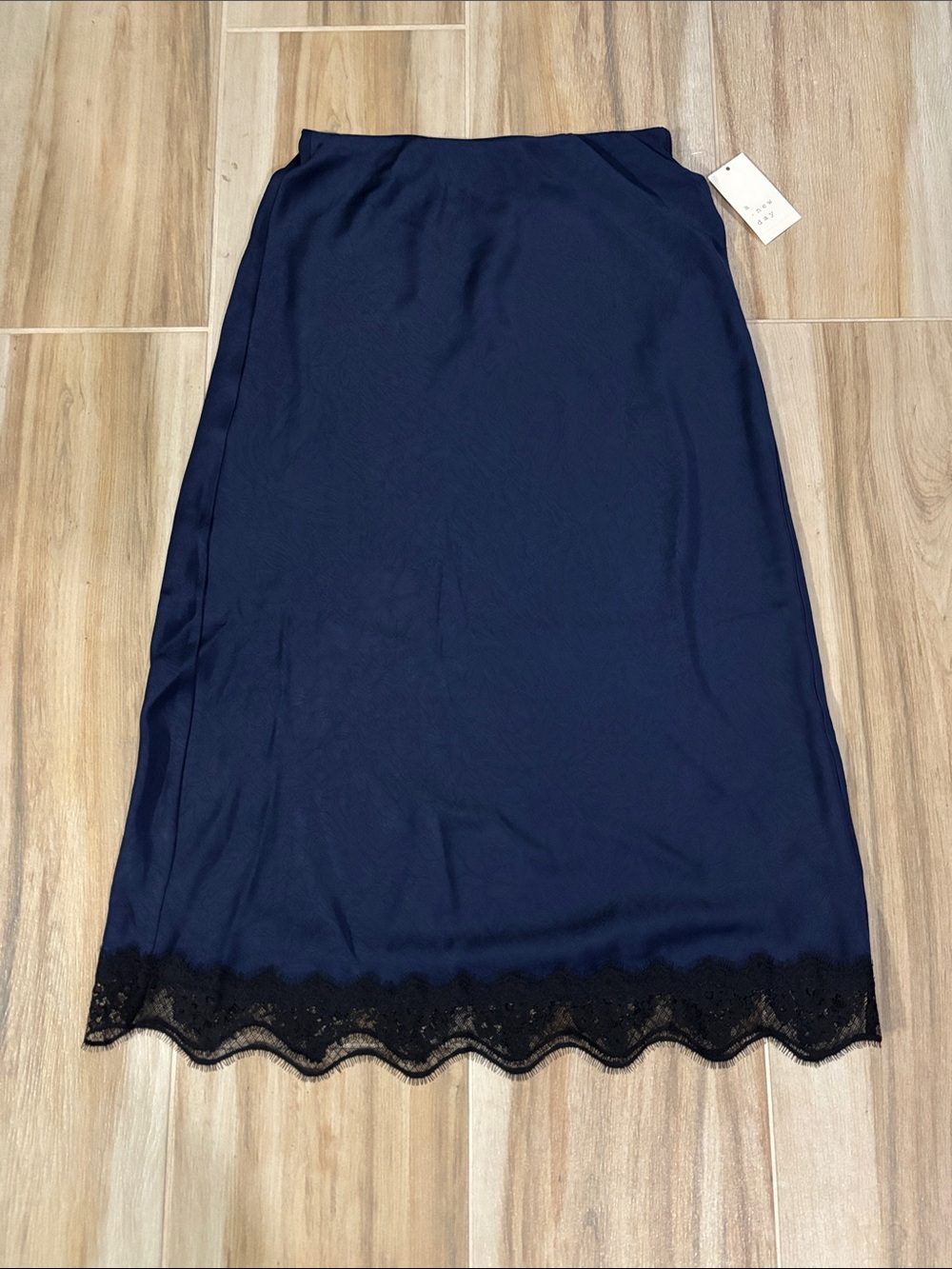 Navy Lace-Hem Women's Skirt